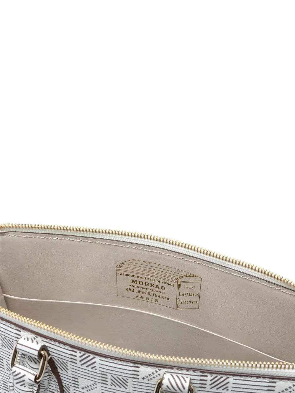 Moreau Liberte PM geometric-pattern boston bag Beige