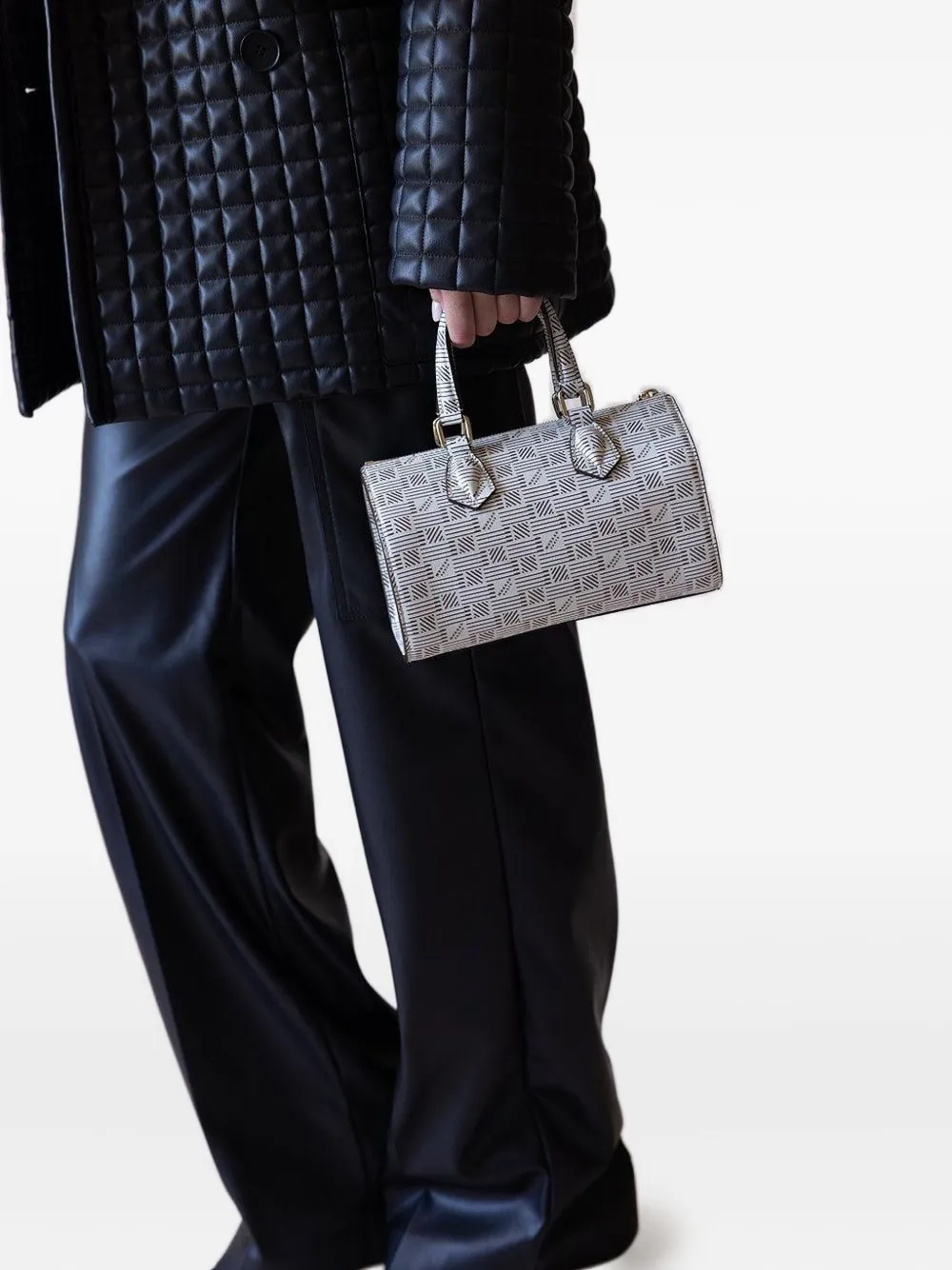 Moreau Liberte PM geometric-pattern boston bag - Beige