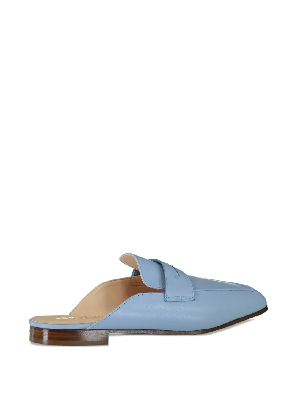 Sophique Riviera Leather Penny-strap Mules In Blue