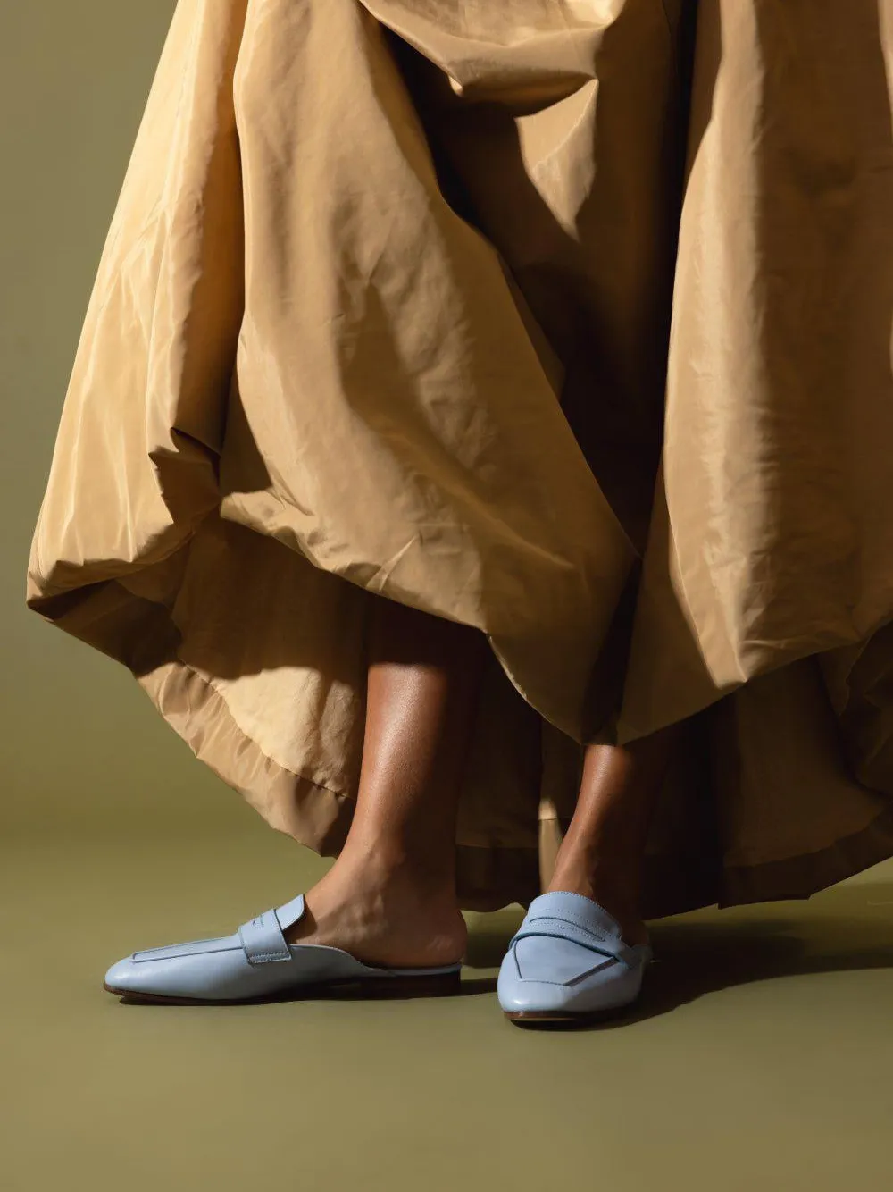 Sophique Riviera Leather Penny-strap Mules In Blue