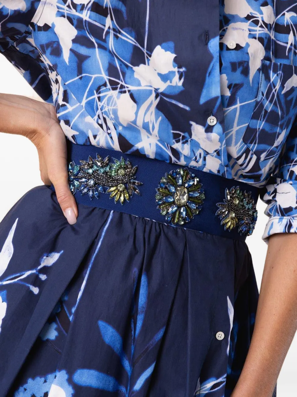 Sara Roka Ribbon-detail Crystal-embellished Belt In Blue