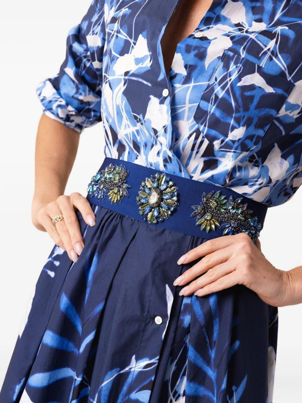 Sara Roka Ribbon-detail Crystal-embellished Belt In Blue