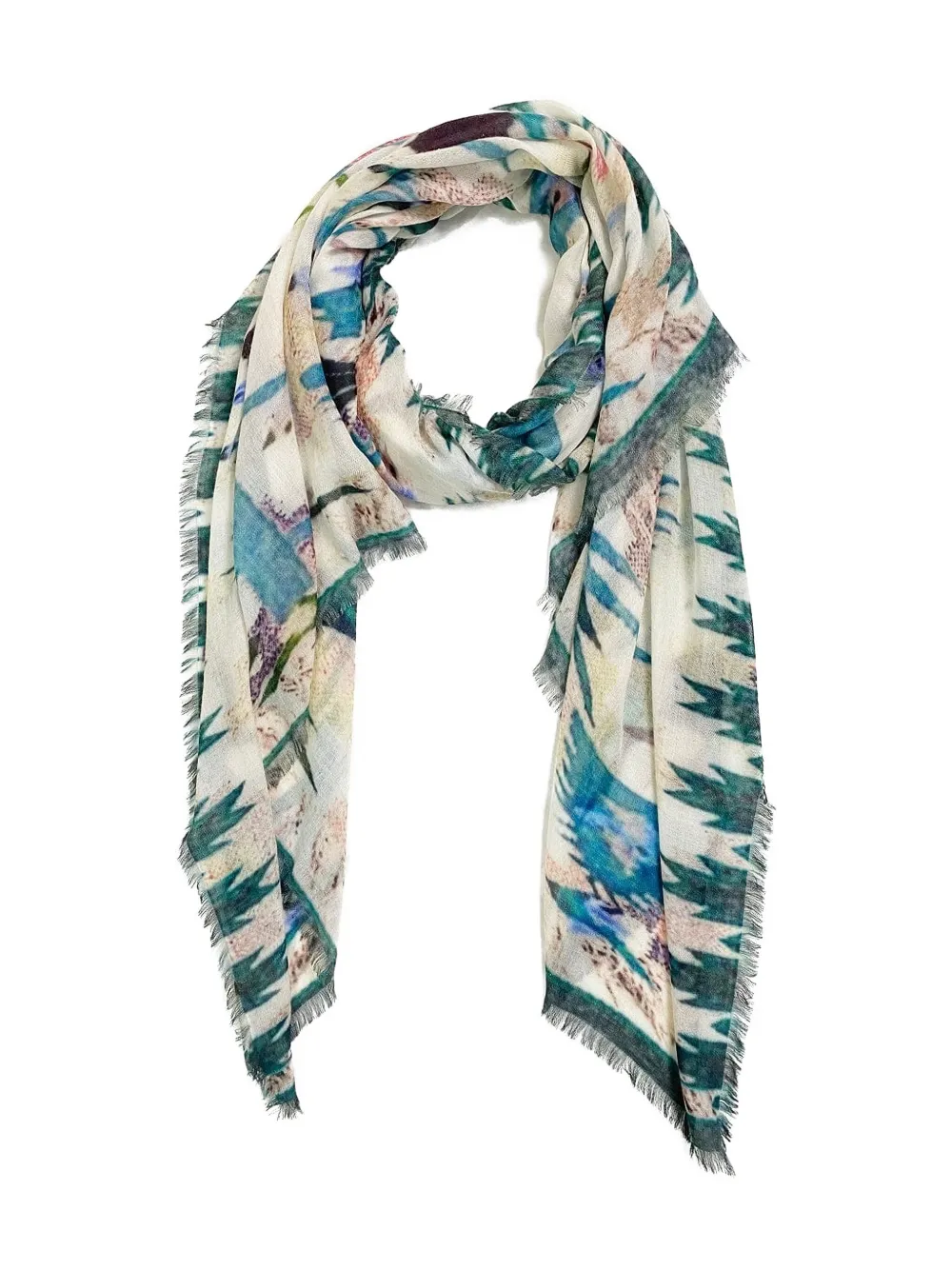 AMA PURE Sjaal met franje - Blauw