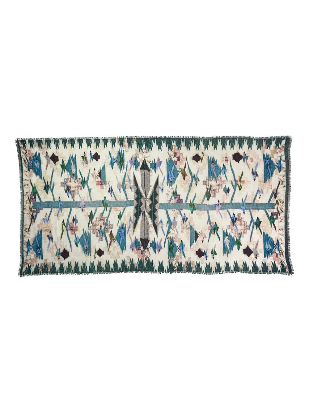 Ama Pure Navajo Fringed Scarf In Blue