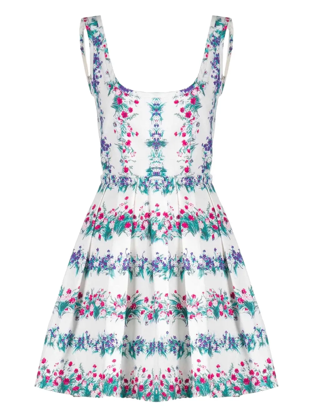 Luisa Beccaria robe courte plissée à fleurs | blanc | Image 1