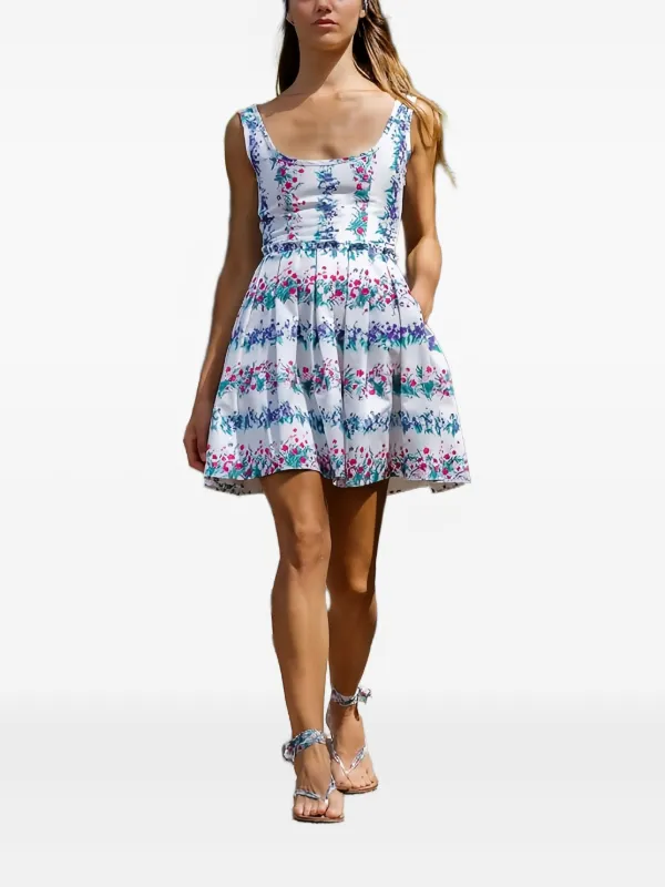 Luisa Beccaria Floral-print Pleated Mini Dress - White