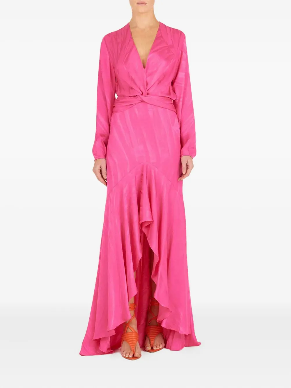 Silvia Tcherassi Albarella twist-detail ruffled maxi dress - Roze