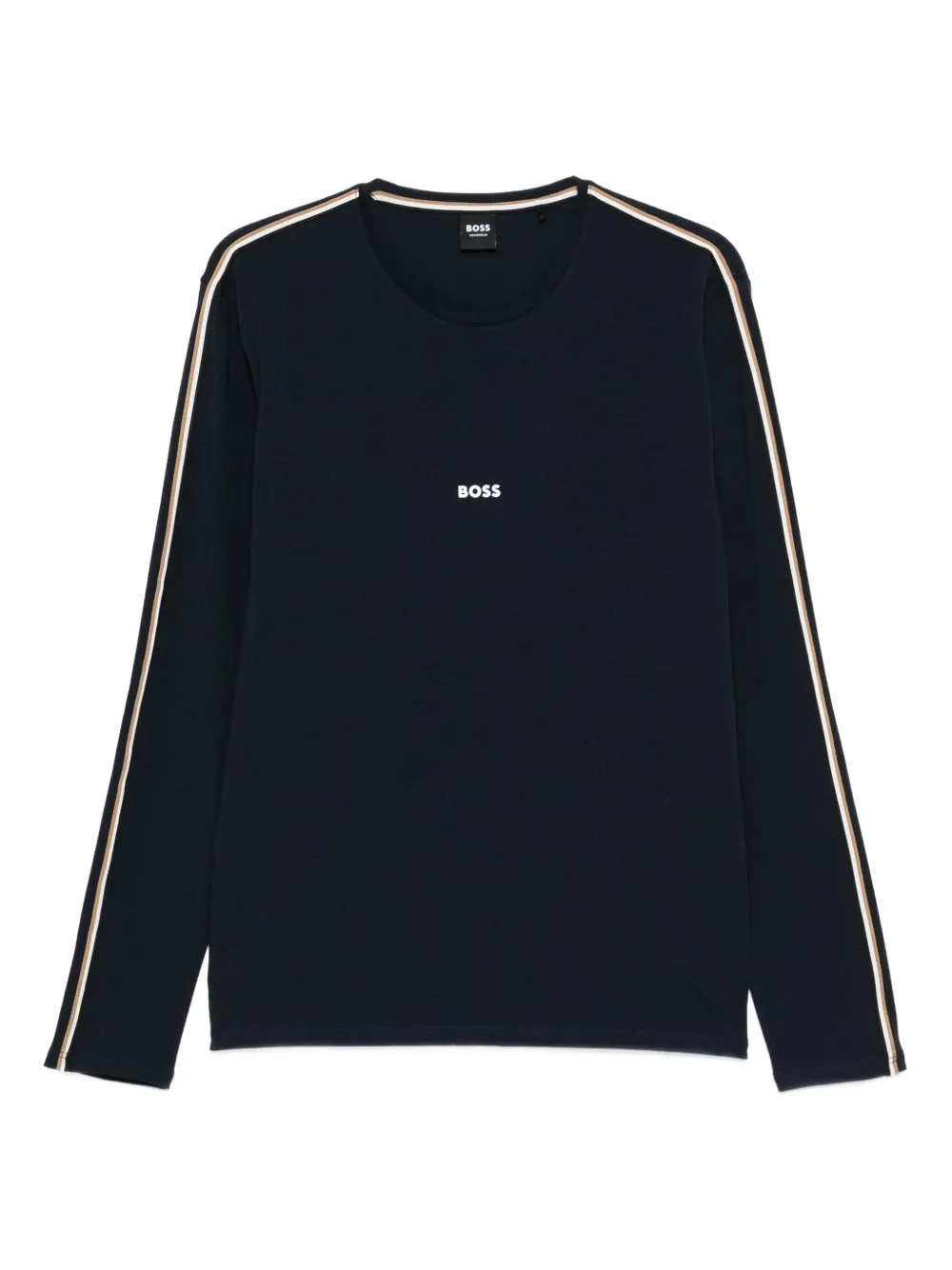 Hugo Boss Stretch-cotton Pajama Top With Tape Trims In Black