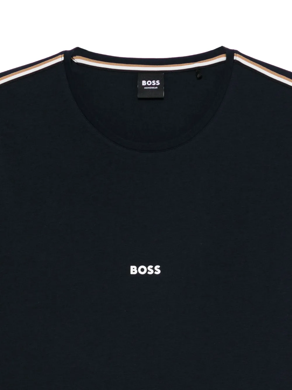 Hugo Boss Stretch-cotton Pajama Top With Tape Trims In Black