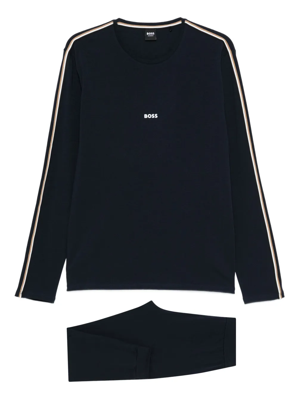 BOSS stripe-detail long-sleeved top | Blue | Image 1