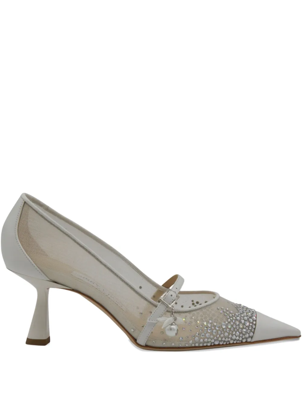 Jimmy Choo 65mm Crystal-embellished Mesh Pumps In White