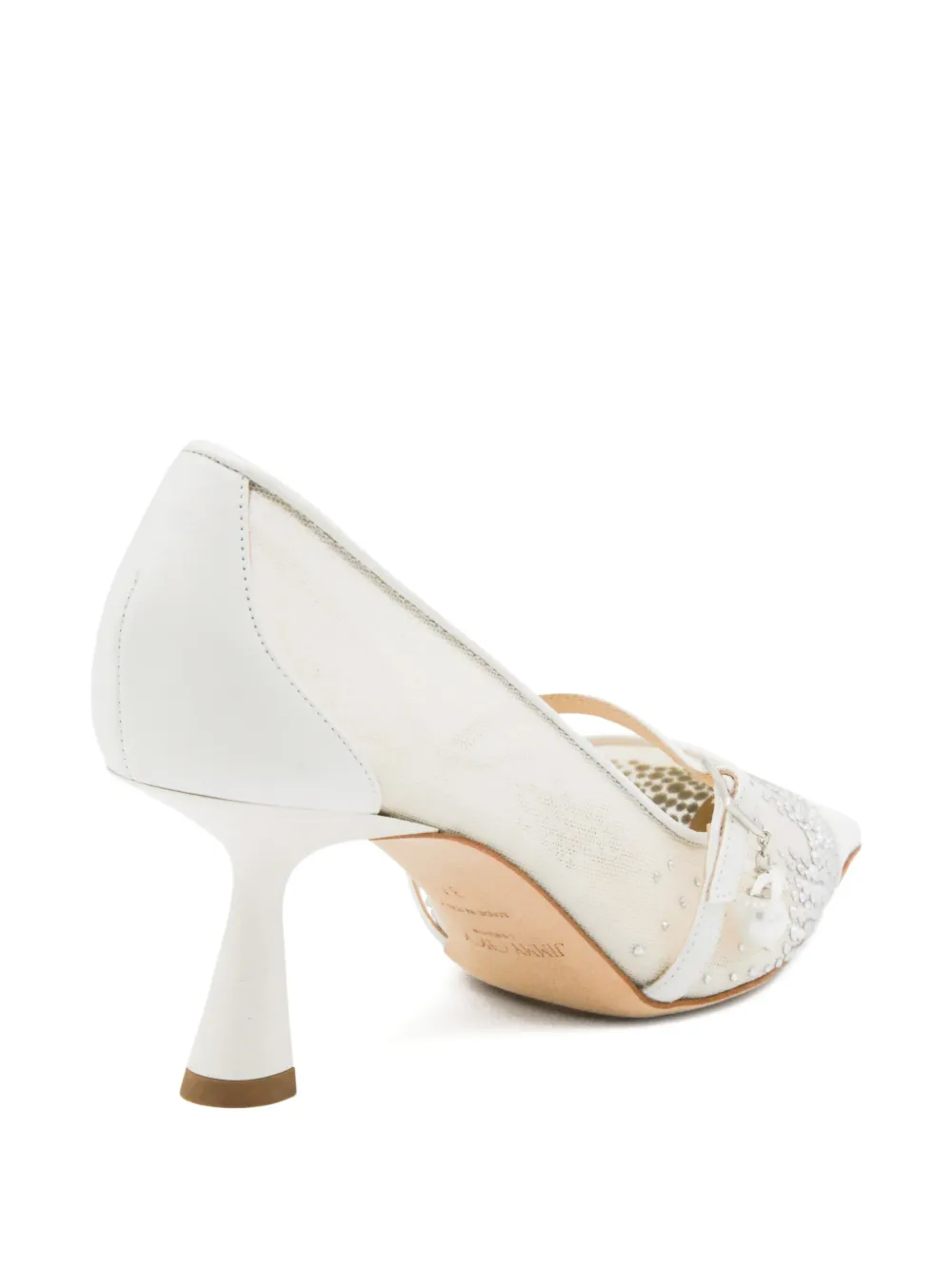 Jimmy Choo 65mm Crystal-embellished Mesh Pumps In White