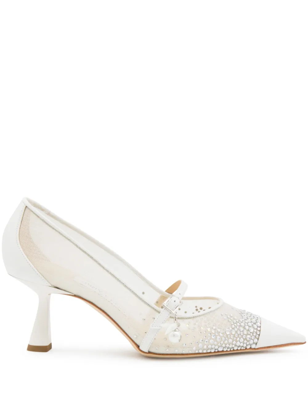 Jimmy Choo 65mm crystal-embellished mesh pumps | White | Image 1