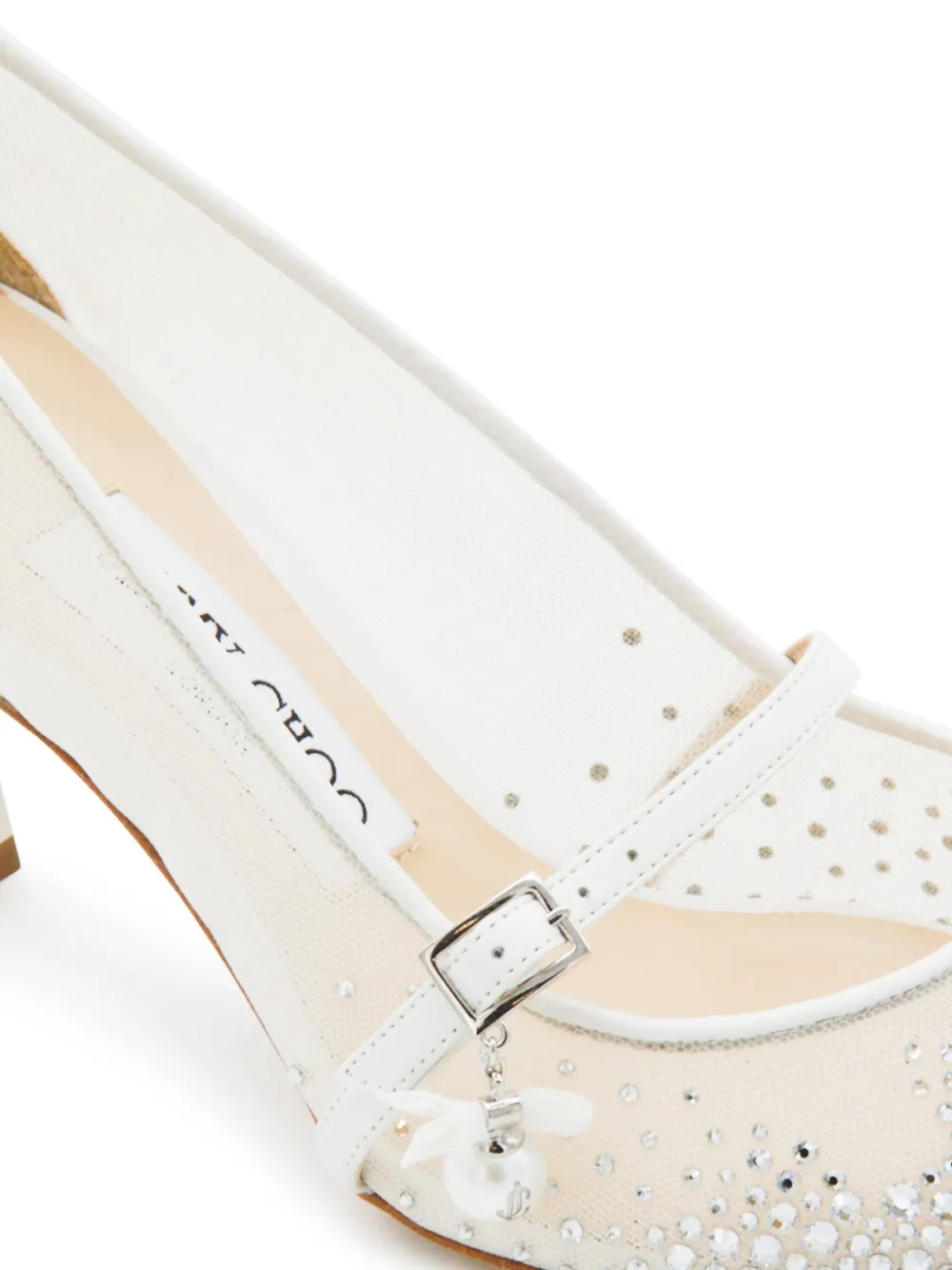 Jimmy Choo 65 mm mesh pumps verfraaid met kristallen Wit