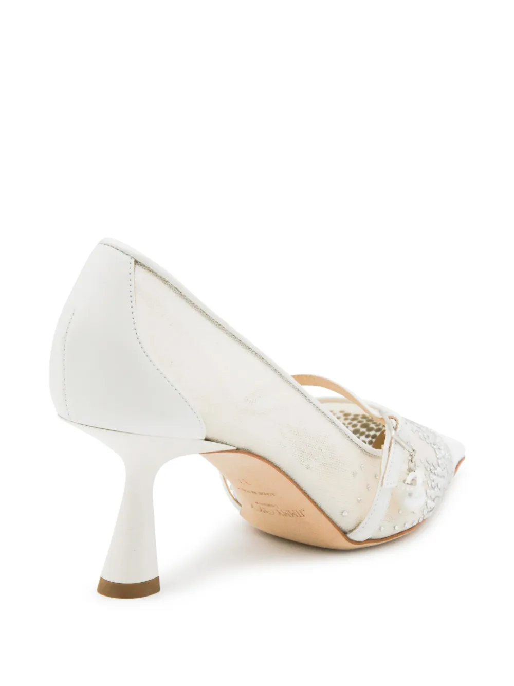 Jimmy Choo 65 mm mesh pumps verfraaid met kristallen Wit