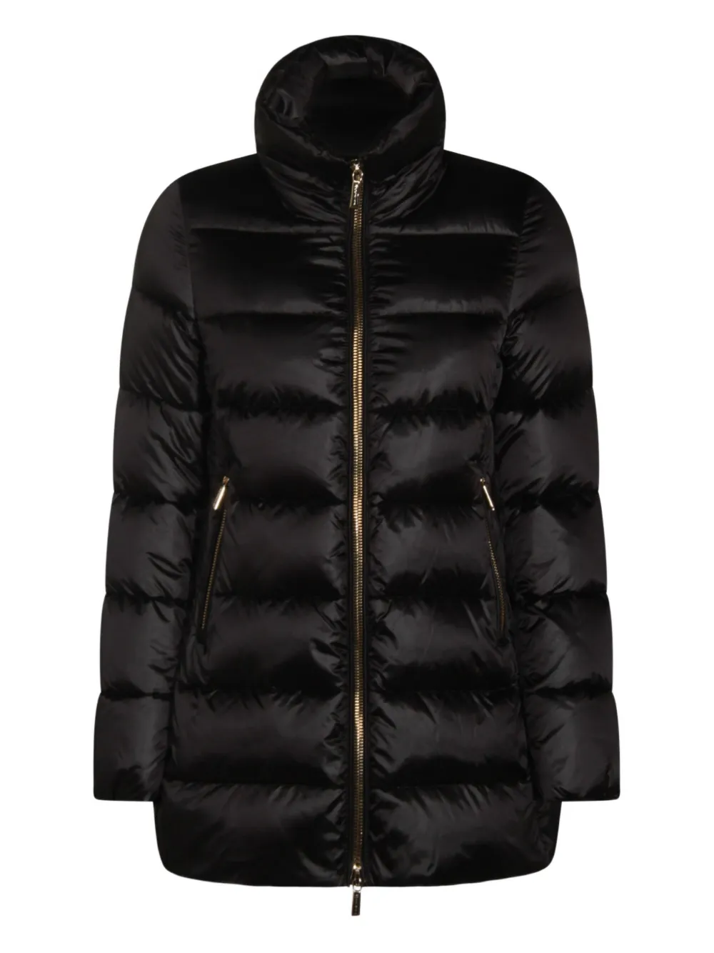 Moorer Long Quilted Down Jacket With High Collar In Black