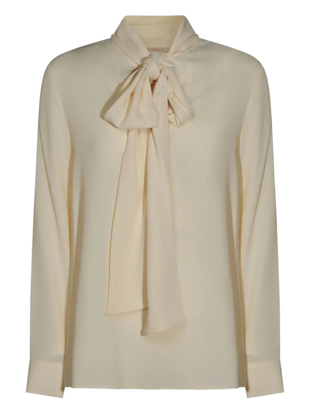 Glanshirt pussy-bow long-sleeve blouse - Toni neutri