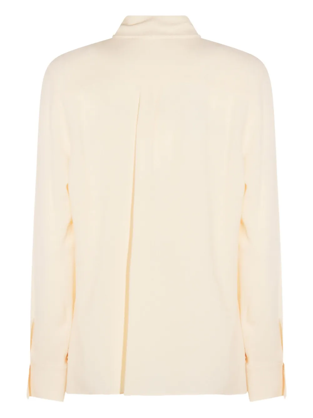 Glanshirt pussy-bow long-sleeve blouse - Beige
