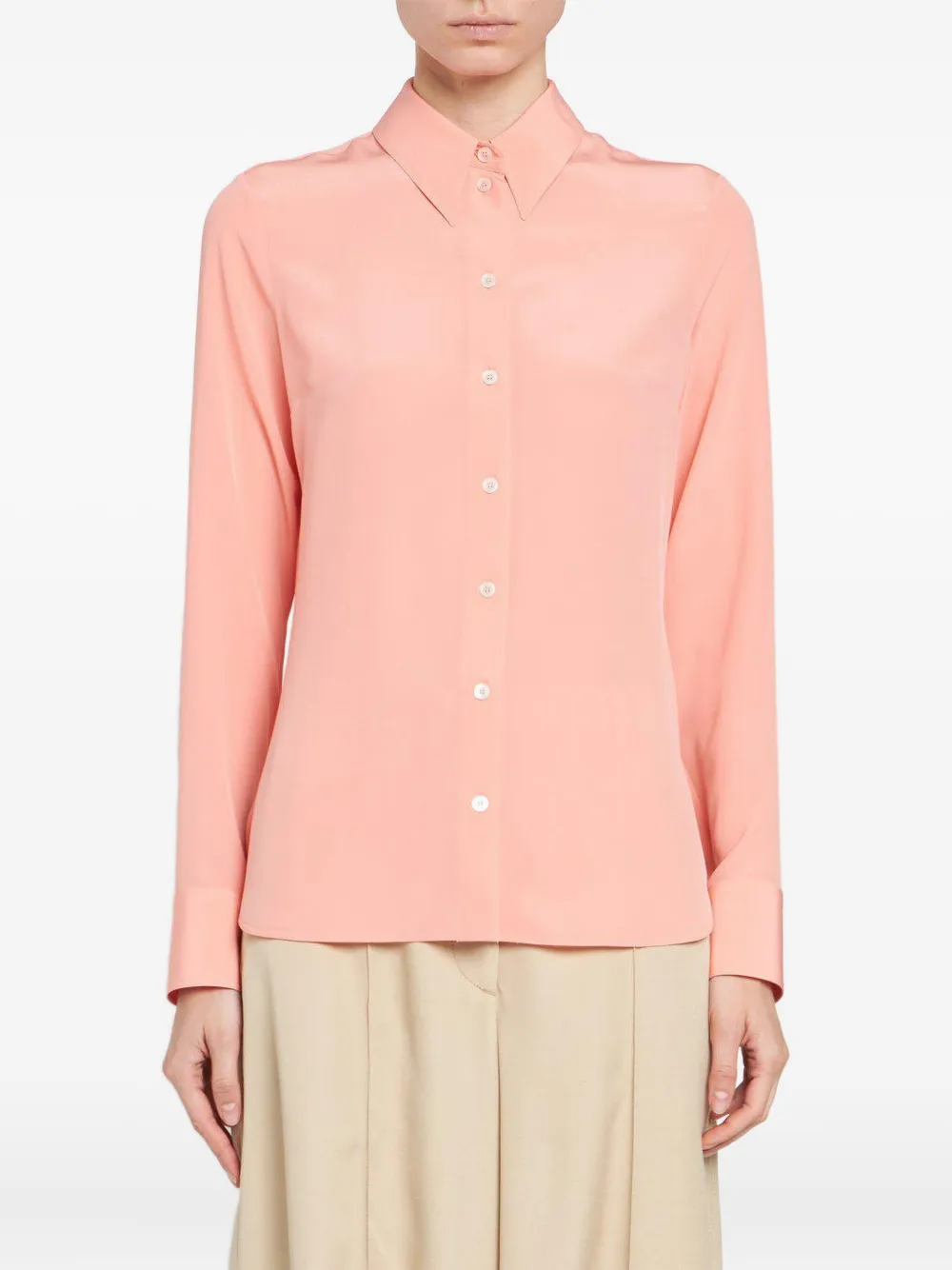 Stella Mccartney Classic-collar Silk Shirt In Pink