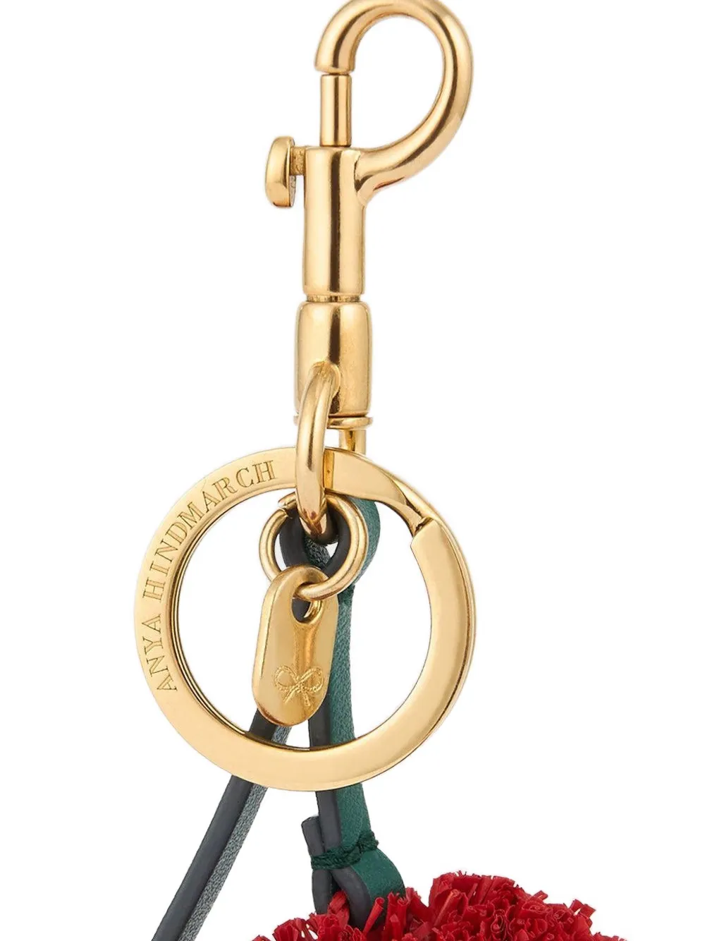 Anya Hindmarch cherry-charm pom-pom keyring Rood