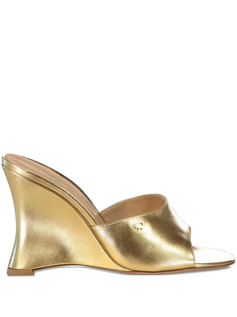 Gianvito Rossi 95mm Metallic Leather Wedge Sandals In Gold