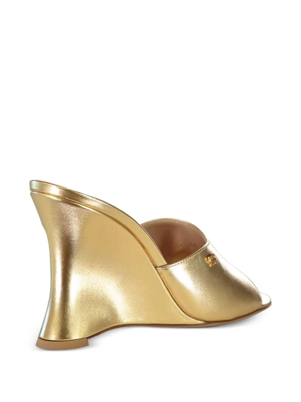 Gianvito Rossi 95mm Metallic Leather Wedge Sandals In Gold