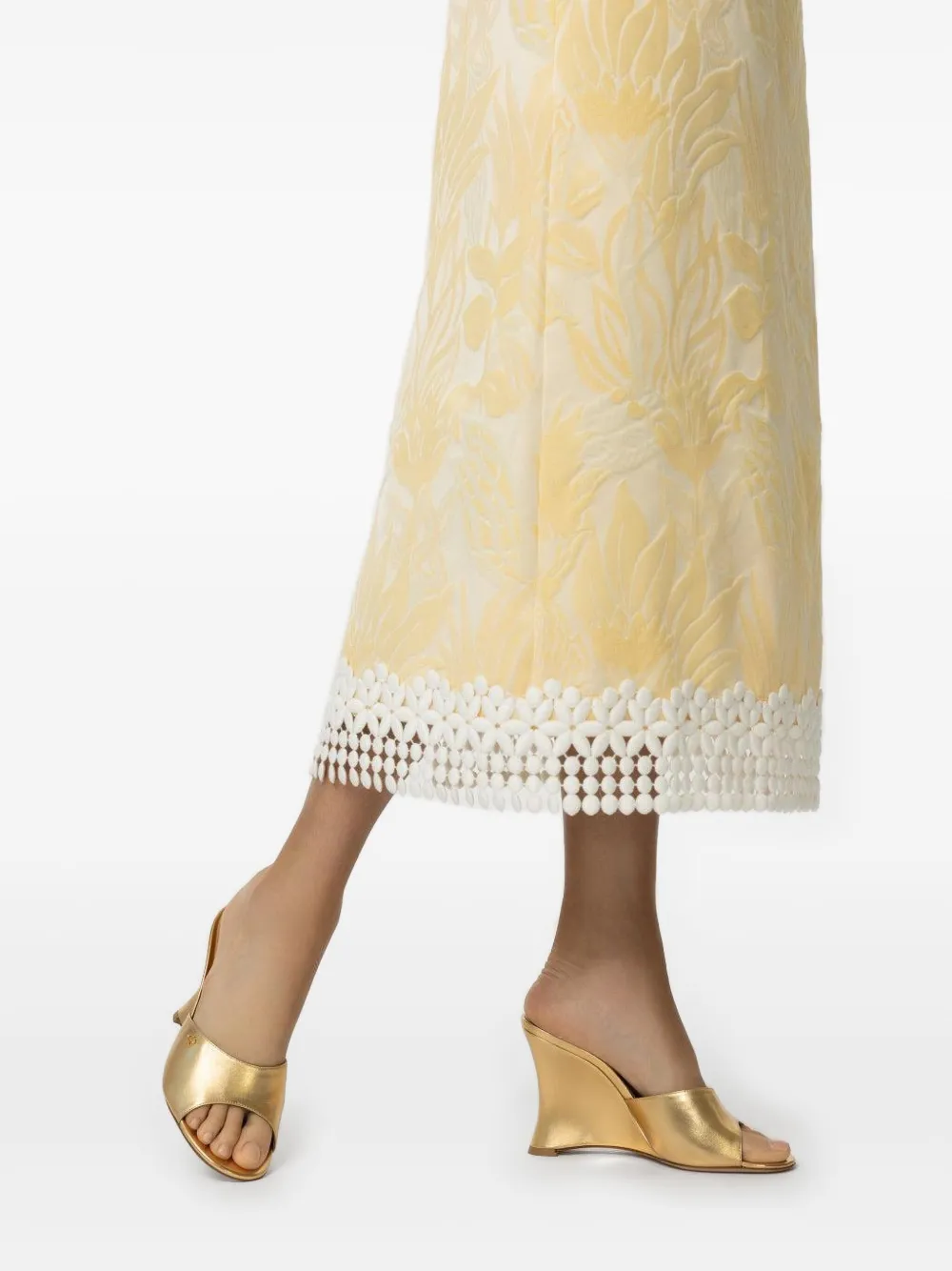 Gianvito Rossi 95mm Metallic Leather Wedge Sandals In Gold
