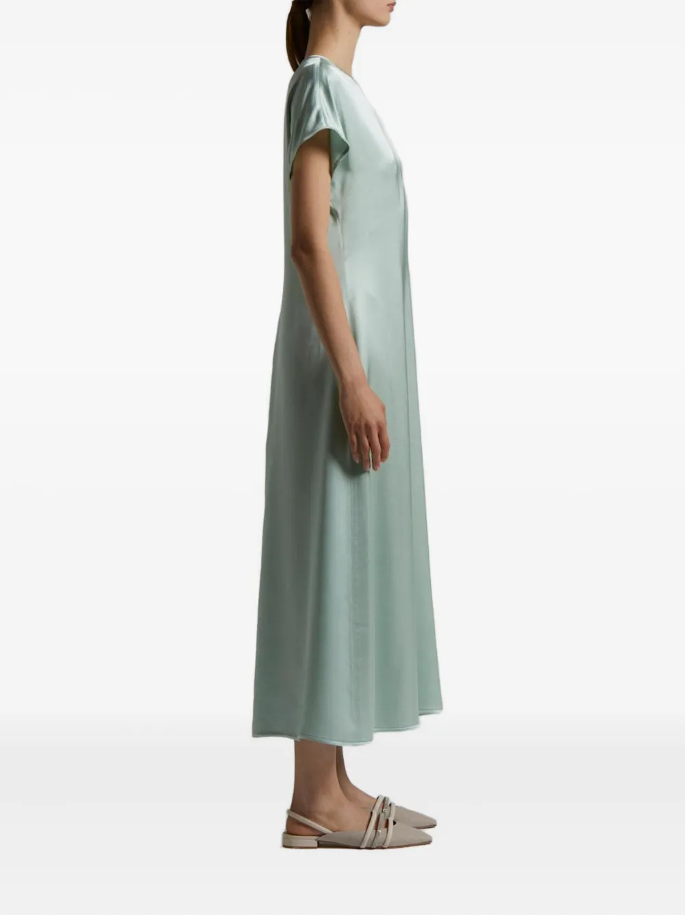 Peserico cap-sleeve satin dress Groen