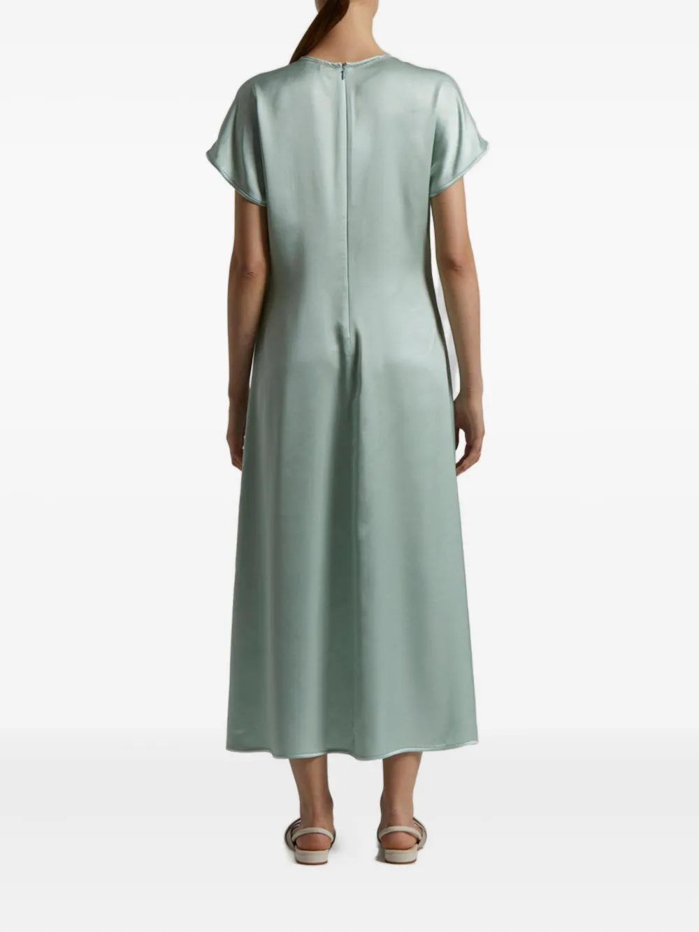 Peserico cap-sleeve satin dress Groen