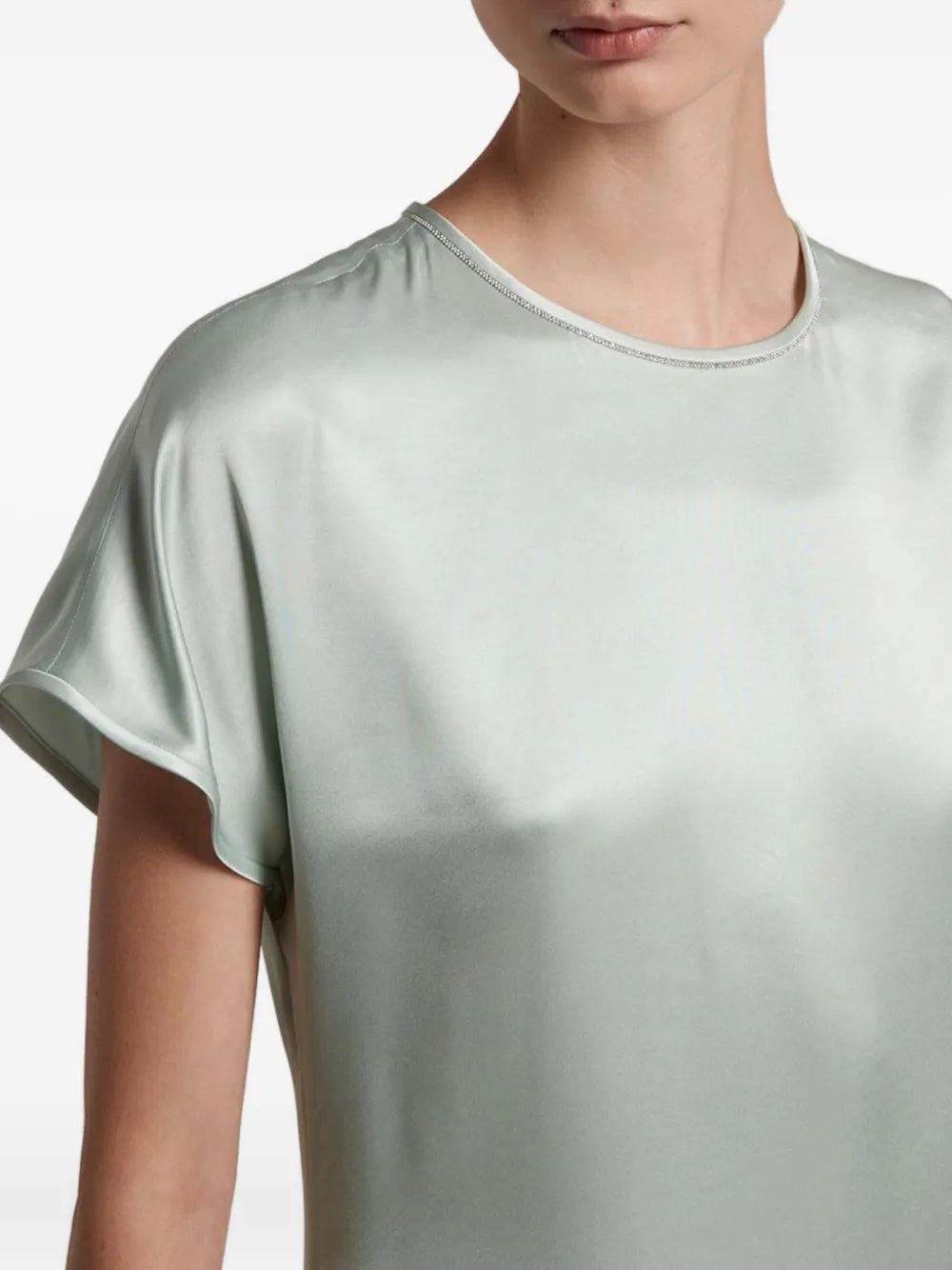 Peserico cap-sleeve satin dress Groen