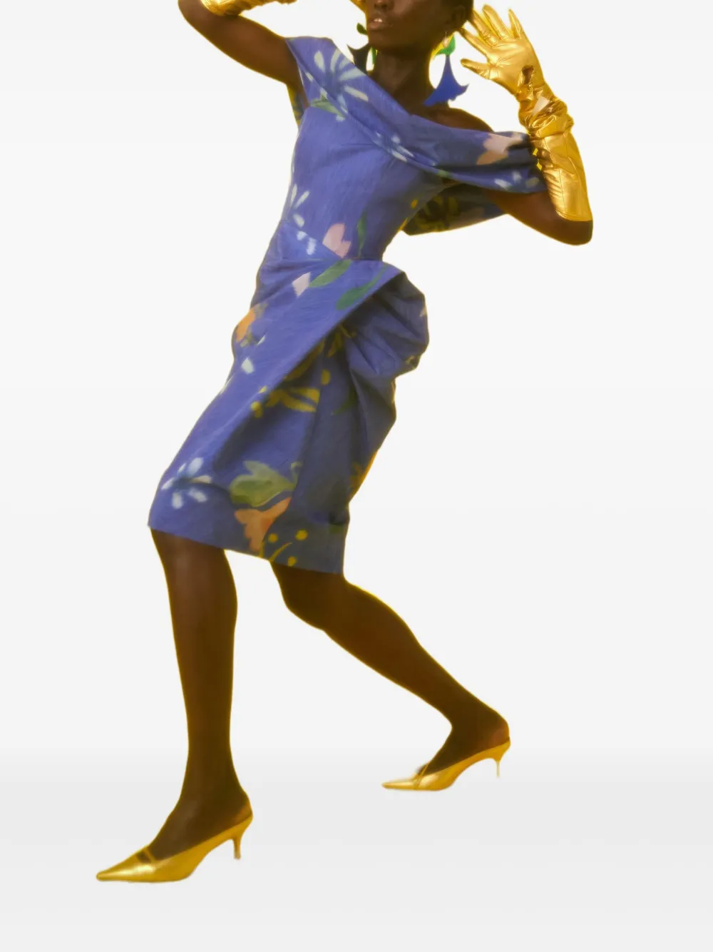 Rosie Assoulin Dawn gedrapeerde midi-jurk met bloemenprint - Blauw