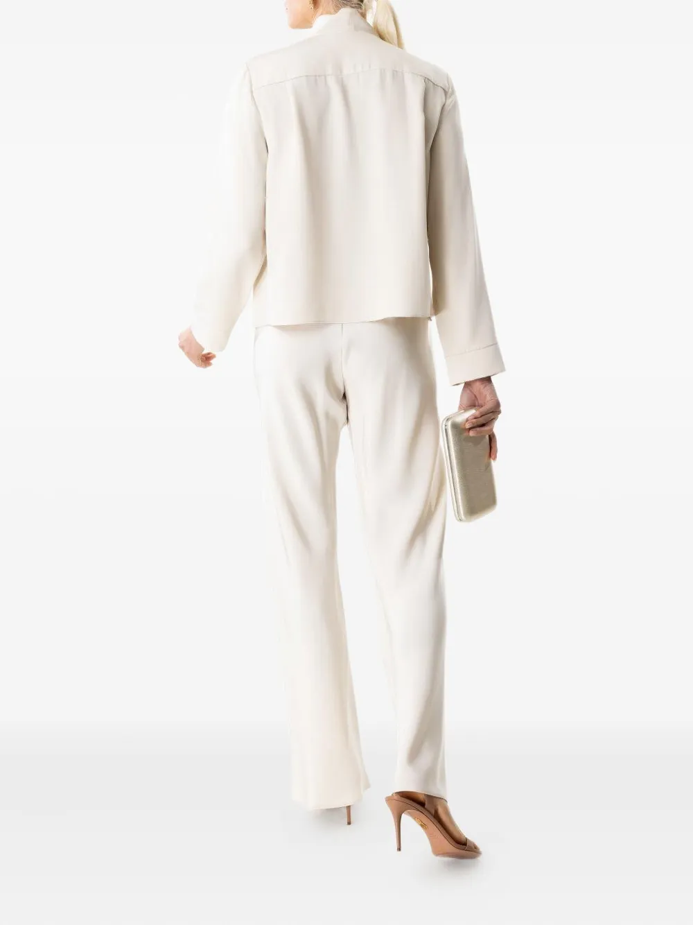 Peter Cohen bias-cut wide-leg trousers Beige