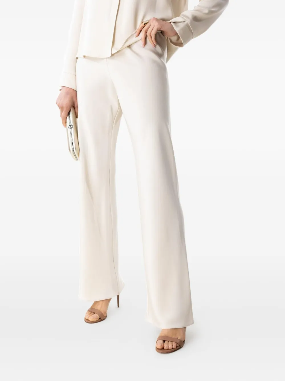 Peter Cohen bias-cut wide-leg trousers Beige