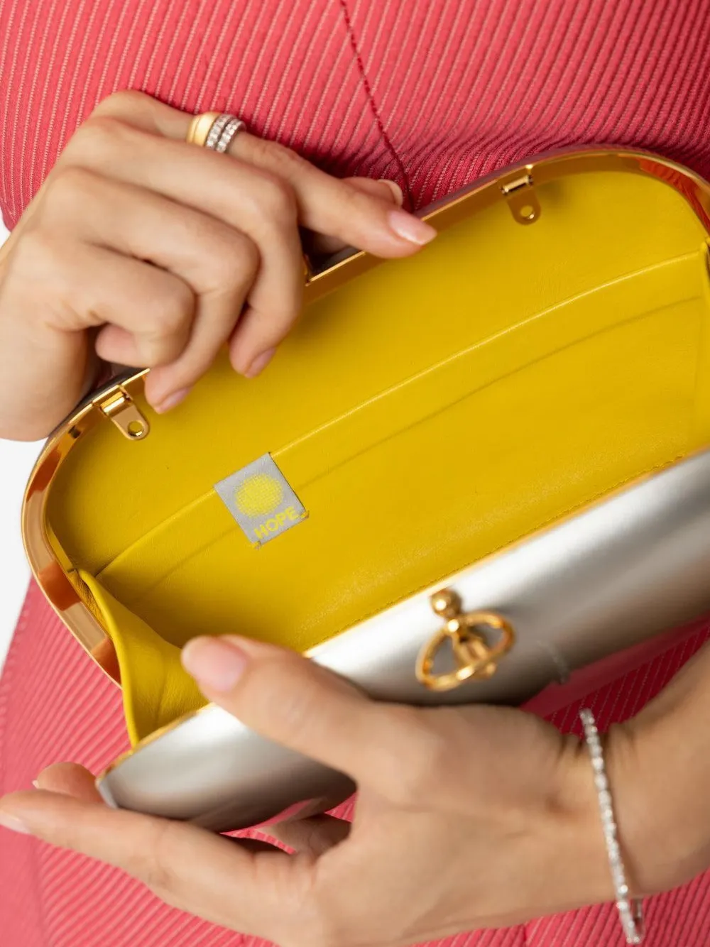 Jeffrey Levinson x HDRF Elina Plus oval clasp clutch Zilver