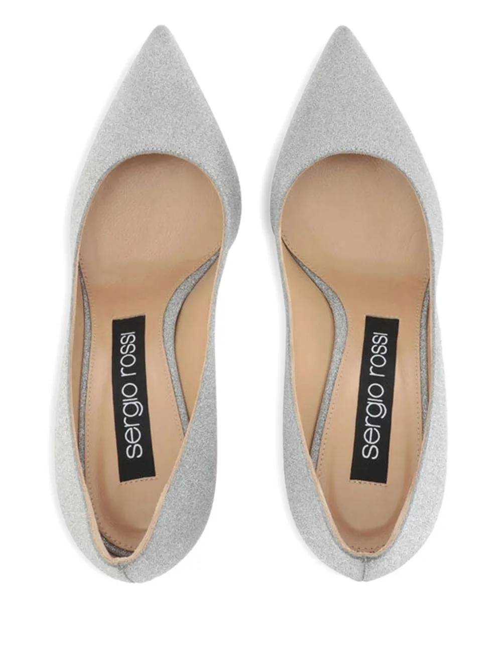 Sergio Rossi 76mm Glittered Pointed-toe Pumps In Gray