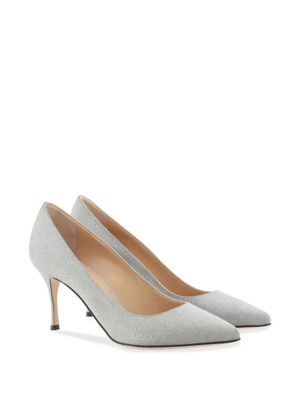 Sergio Rossi 76mm Glittered Pointed-toe Pumps In Gray