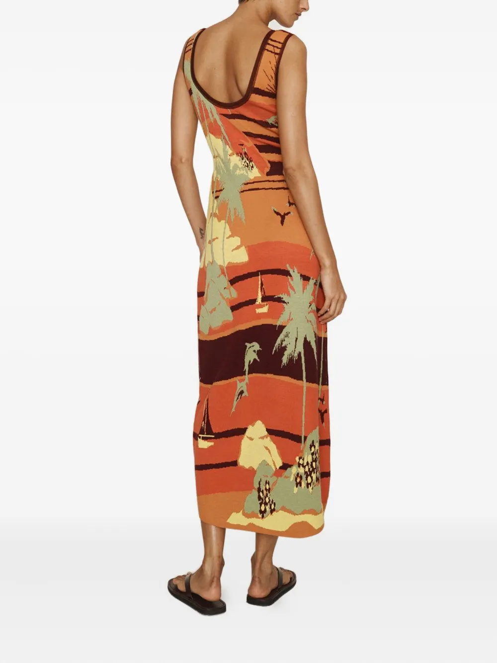 Alemais Palm Island Print Midi Dress In Multi