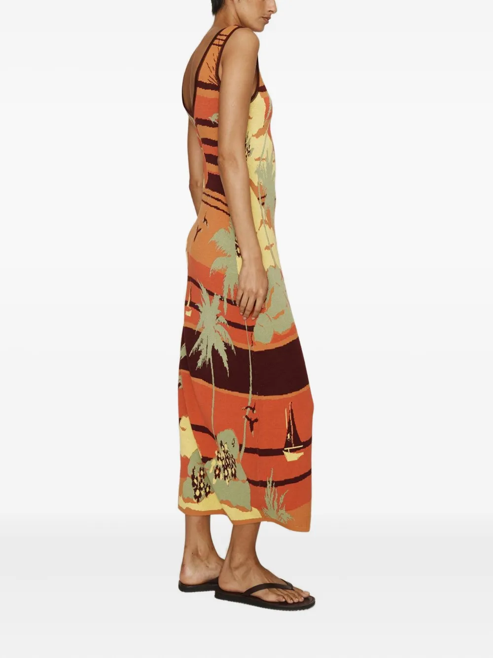 Alemais Palm Island Print Midi Dress In Multi