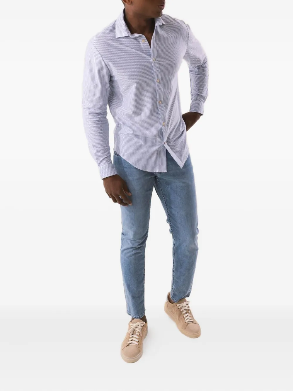 Eleventy stripe-pattern long-sleeve shirt | Image 2