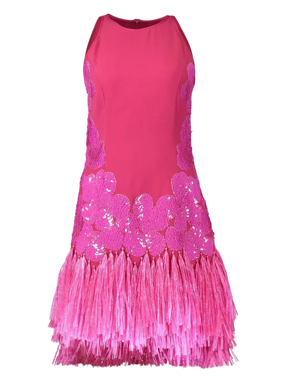 Naeem Khan Sequin-embellished Fringed Mini Dress In Pink