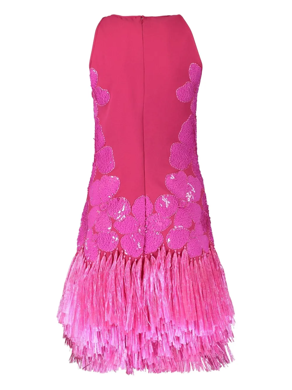Naeem Khan Sequin-embellished Fringed Mini Dress In Pink