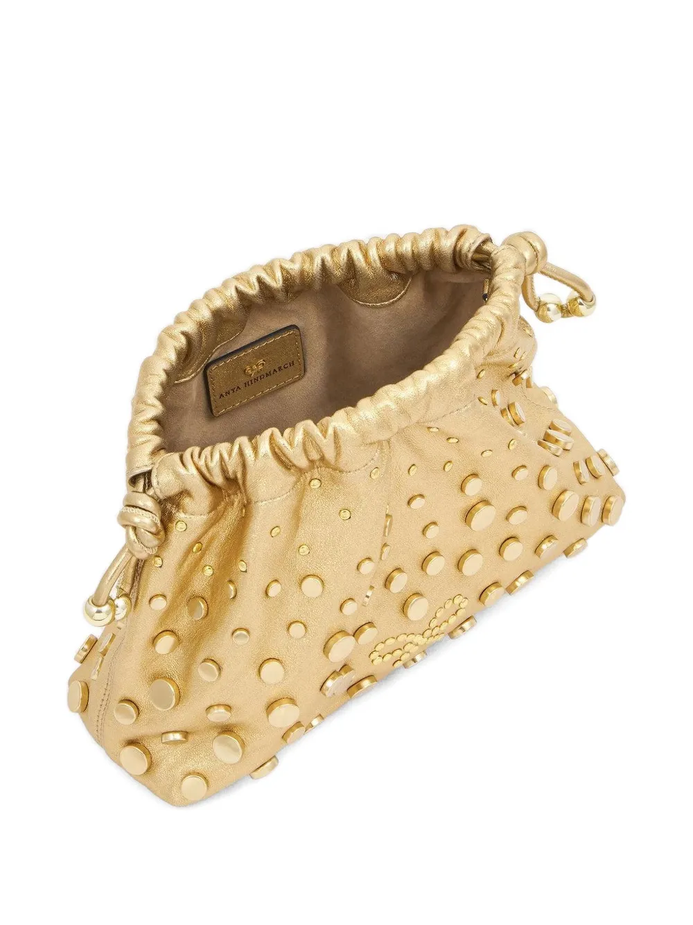 Anya Hindmarch studded drawstring clutch bag Goud
