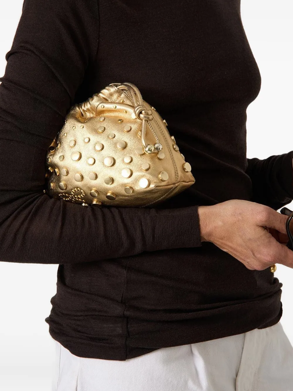 Anya Hindmarch studded drawstring clutch bag Goud