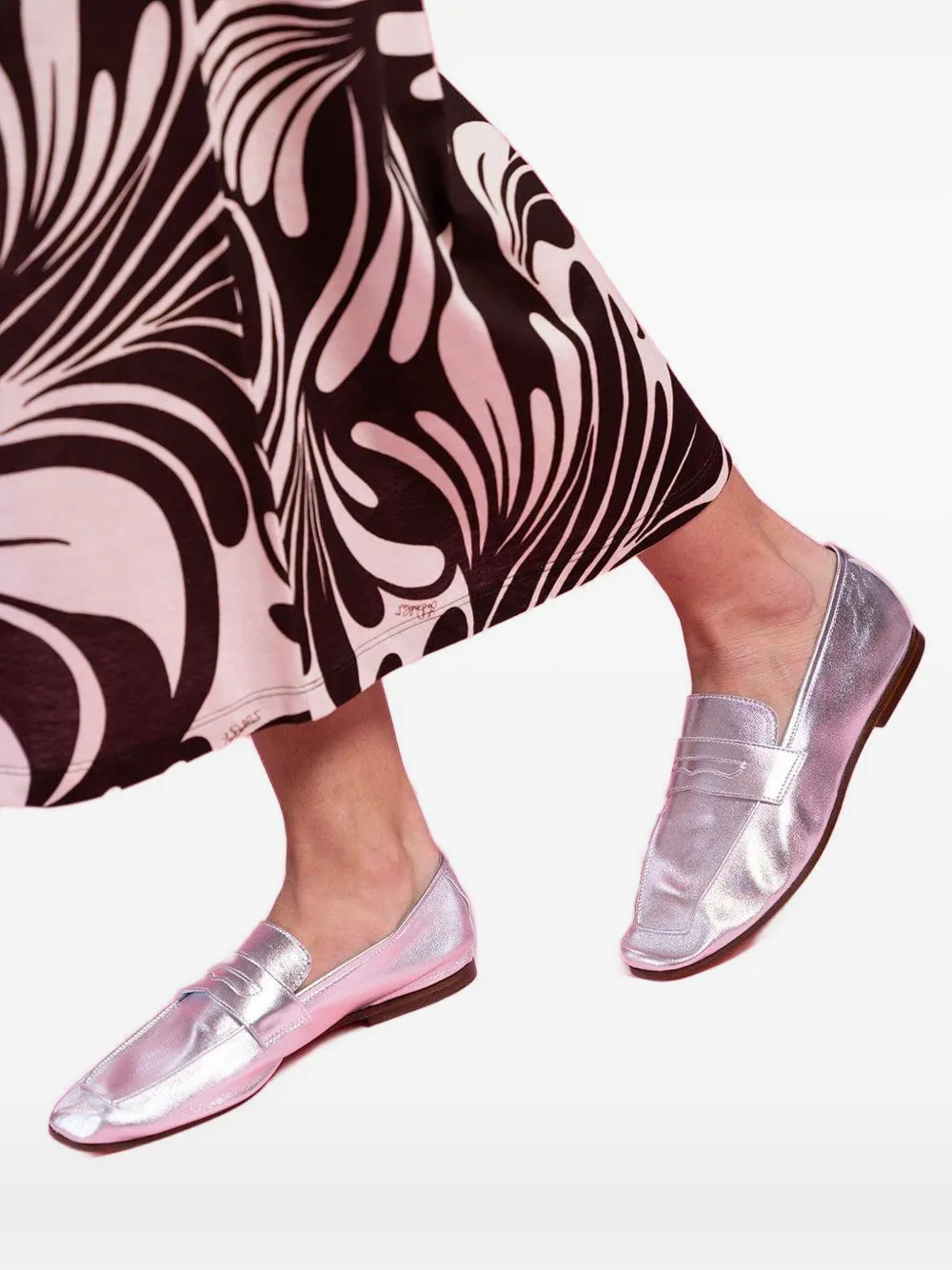 Sophique Leather Penny-strap Loafers In Metallic