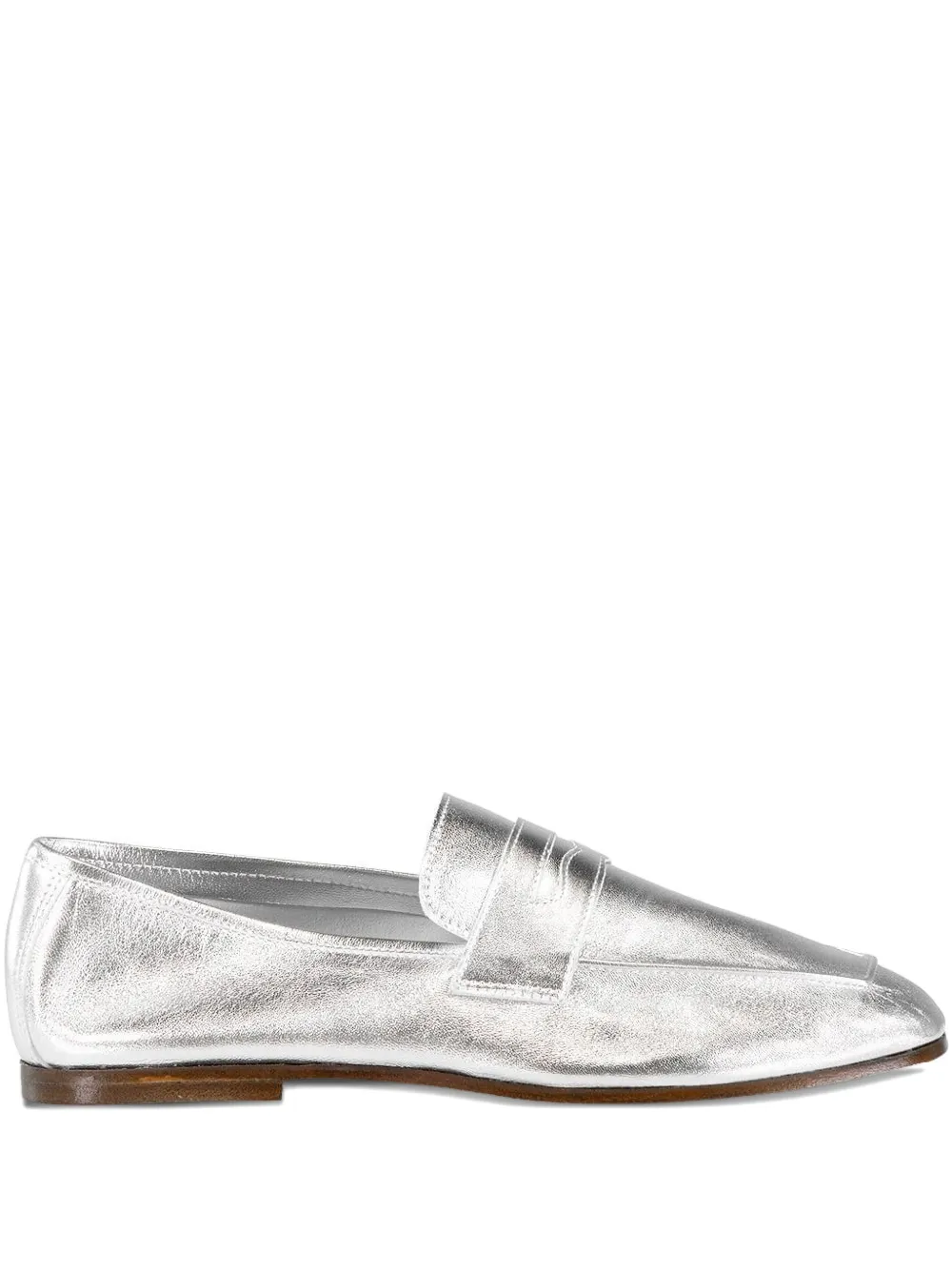 Sophique Leather Penny-strap Loafers In Metallic