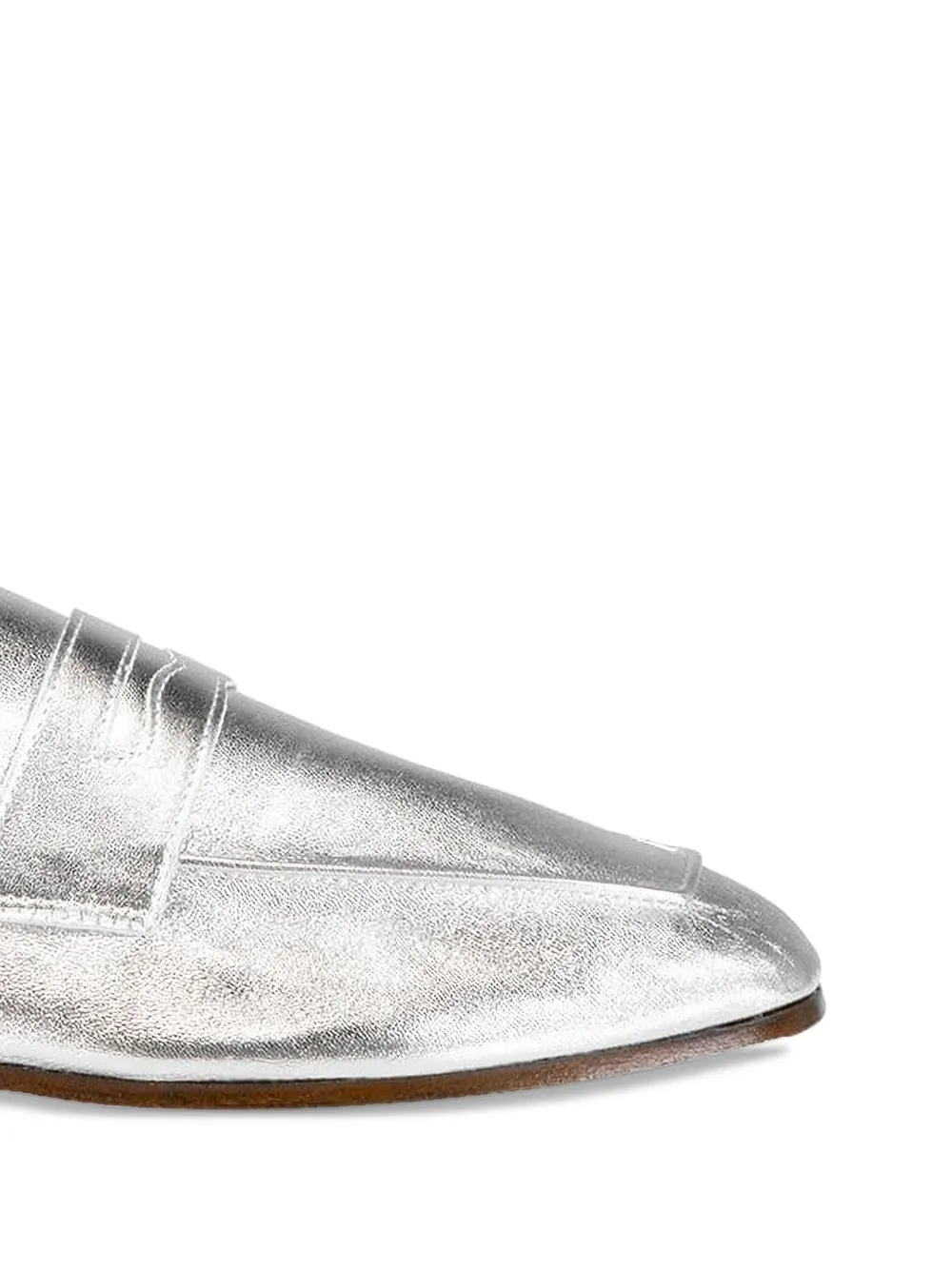 Sophique Leather Penny-strap Loafers In Metallic
