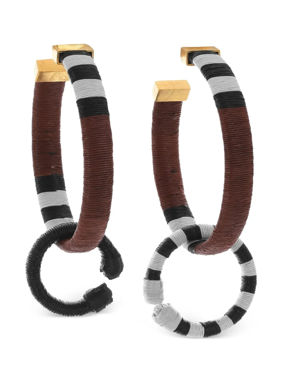 Johanna Ortiz Color Parallelism striped hoop earrings - ブラウン