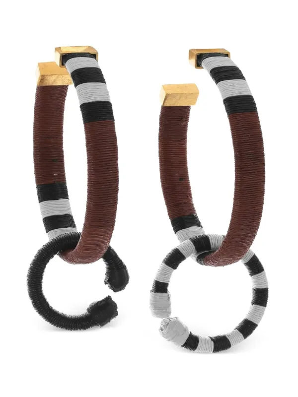 Johanna Ortiz Color Parallelism Striped Hoop Earrings in Brown