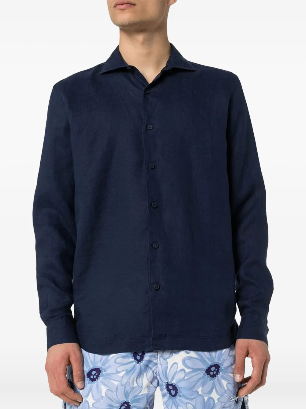 Orlebar Brown Giles linnen overhemd - Blauw