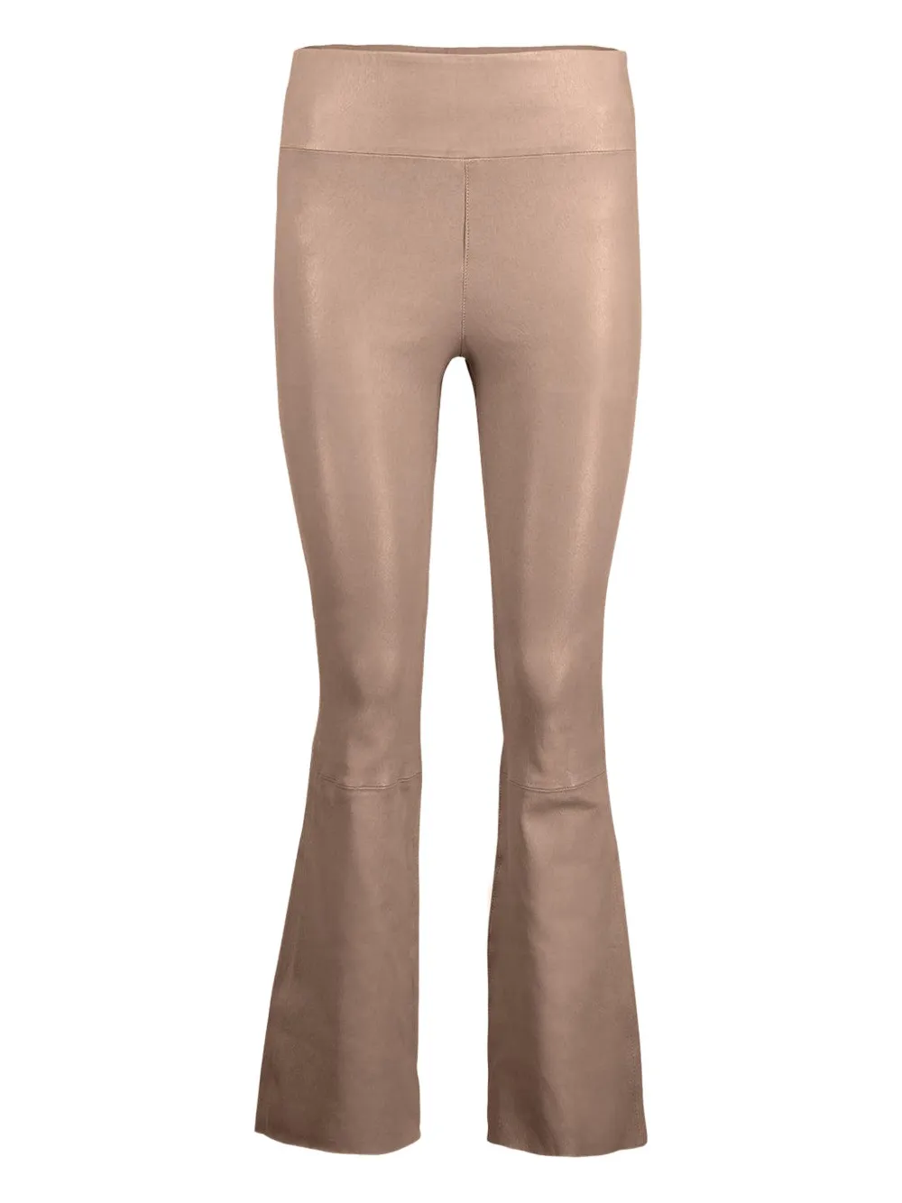 Sprwmn Leather Flare Trousers In Brown